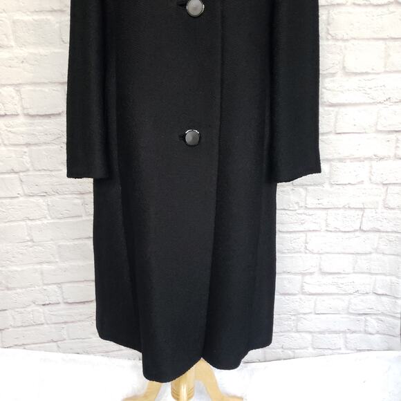 VTG Berroco Black Wool Boucle Swing Coat Mink Fur Collar Wancantuck Fits a M/L - Picture 5 of 16